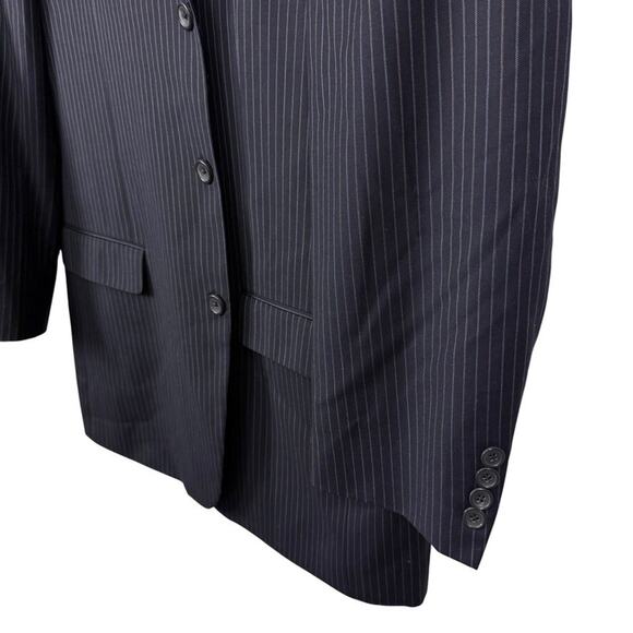 Bachrach Navy 3 Button 2 Piece Suit Jacket Pants Pinstriped Mens sz 46 Long - Picture 11 of 16